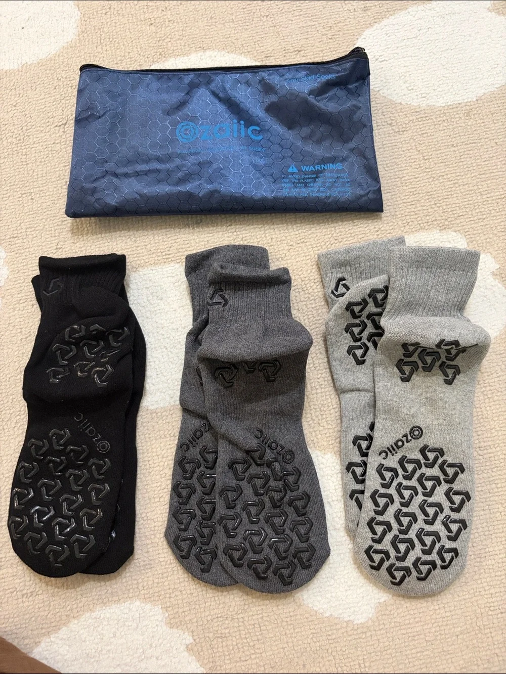 Men's Non-Slip Athletic Socks - Black, Charcoal, Light Gray (3-Pack)